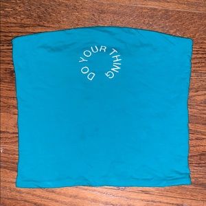 Do Your Thing Embroidered Turquoise Tube Top